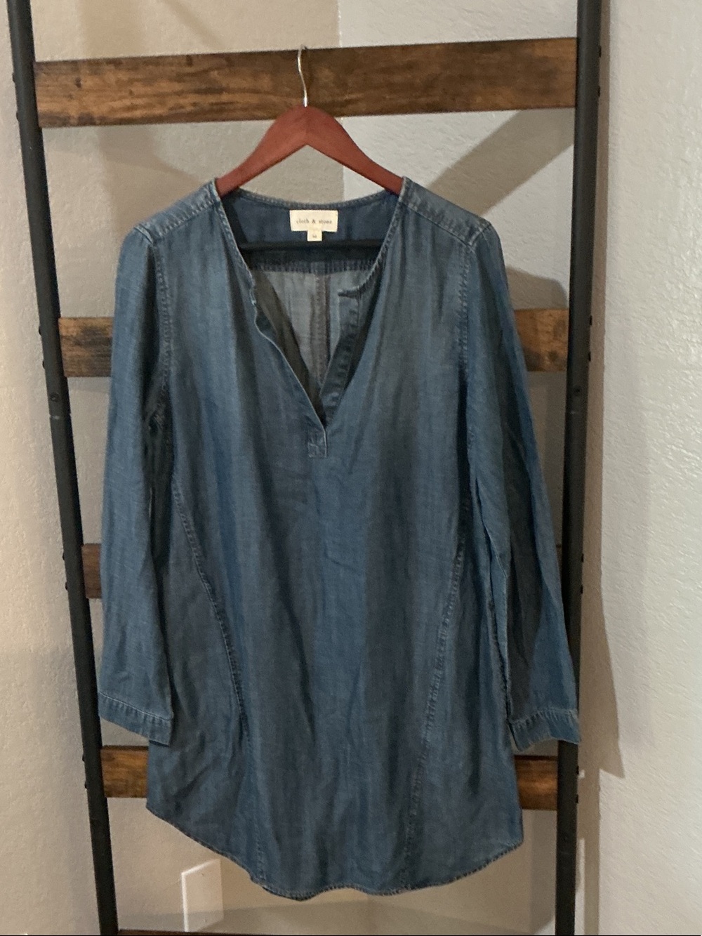 cloth & stone Washed Denim Tunic - Blue
